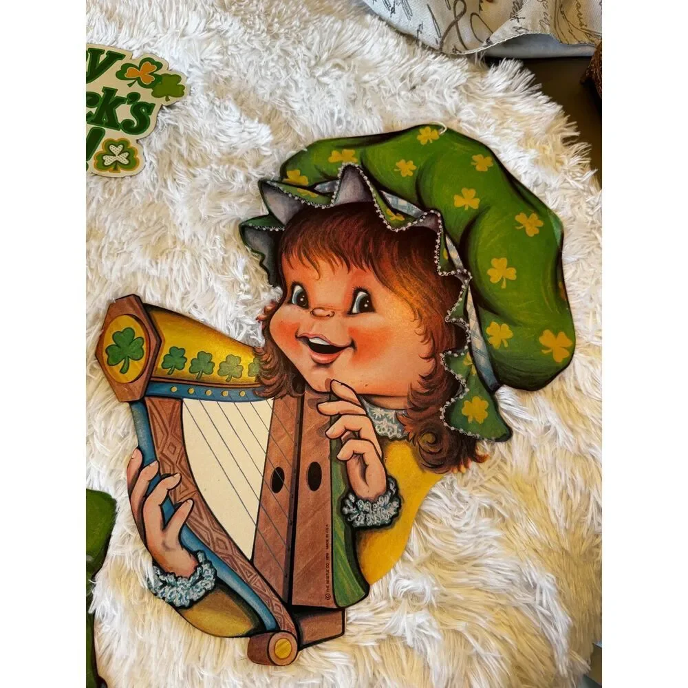RARE set of 5 vintage St. Patrick's Day Die cut window decorations Beistle 1978 - Picture 2 of 13